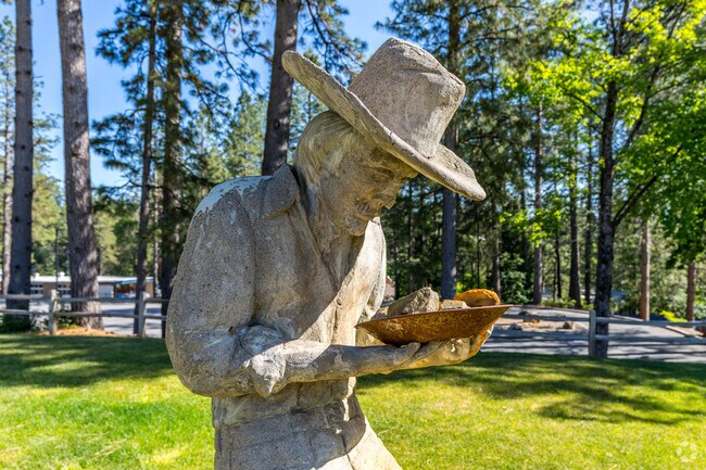 Nevada Union High School features a statue of a miner at the front of the school.