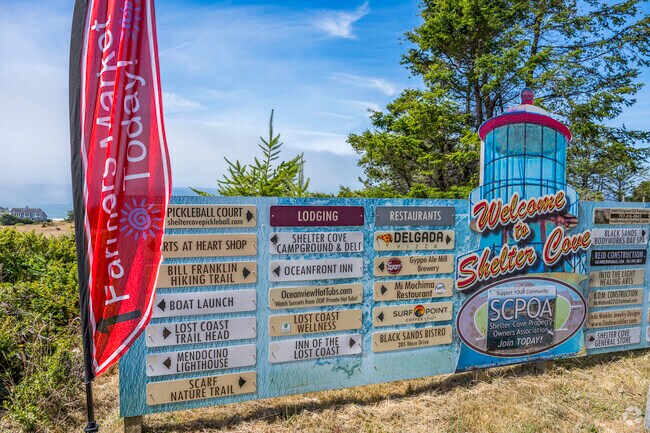 Welcome to Shelter Cove, where scenic beauty and relaxation await you.