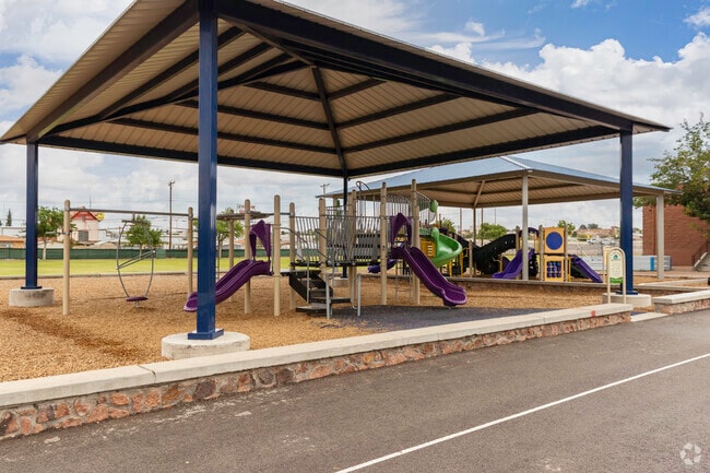 The Coldwell Elementary School playground is shaded to keep the Five Points students comfortable