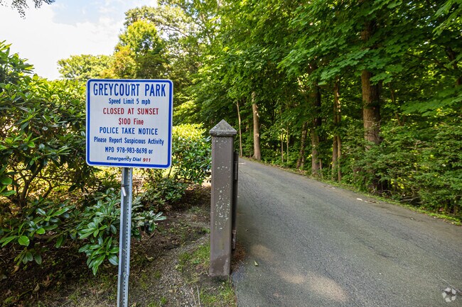 Greycourt State Park has a unique castle structure at the top of the trail.