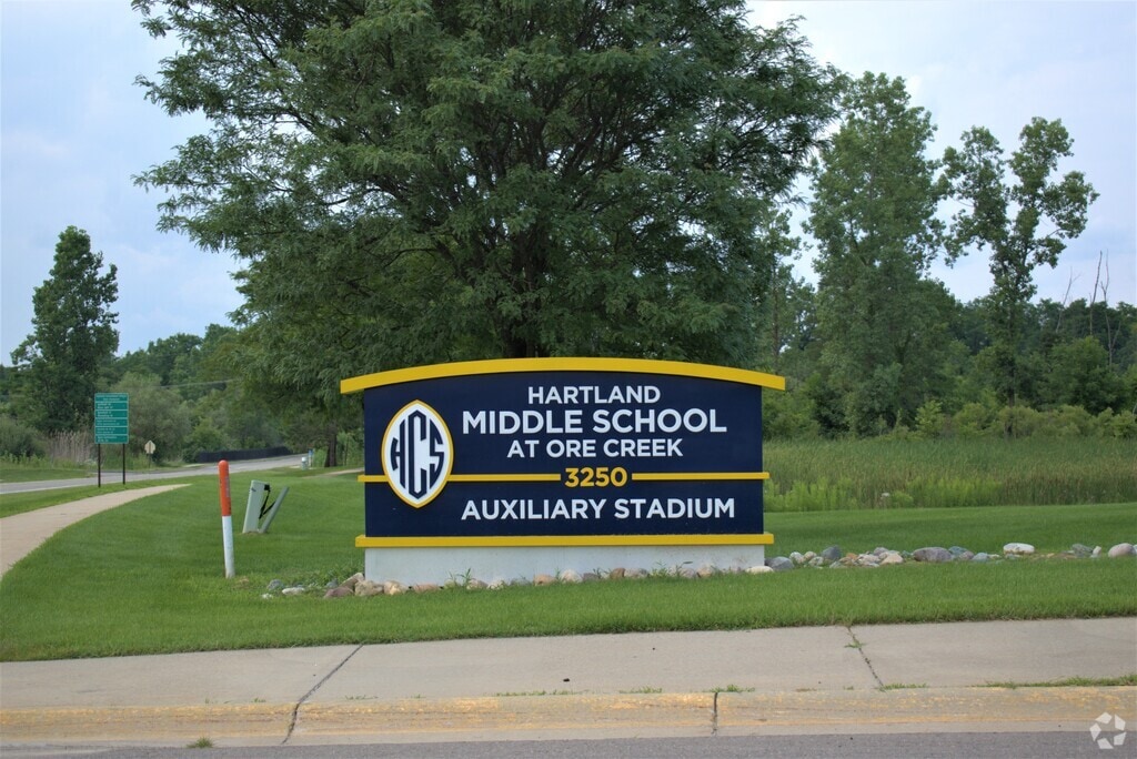Hartland M.S. At Ore Creek sign in Outlying Livingston County.