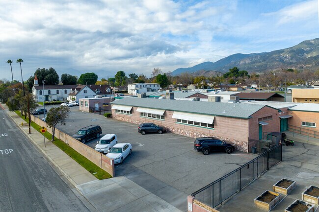 A view of the Our Lady of the Assumption Elementary School  buildings from the street.