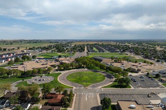 Fort Lupton High School offers a sprawling campus when viewed from above.