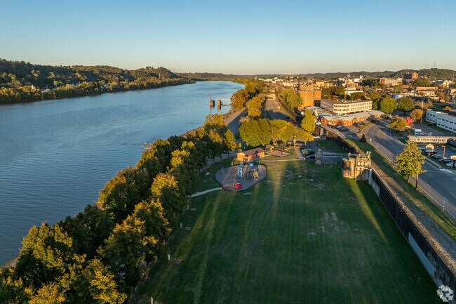 Harris Riverfront Park, in Huntington, has large grass fields parallel to the river.