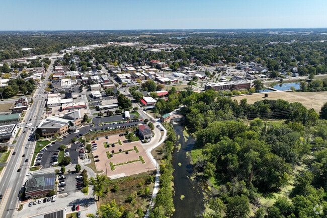 Elkhart River forms the western edge of Goshen Downtown Historic District.