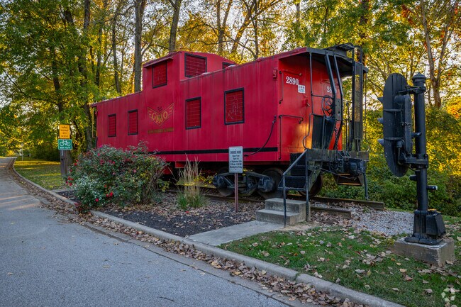 The beautifully restored caboose adds charm to Glen Carbon’s Miner Park.