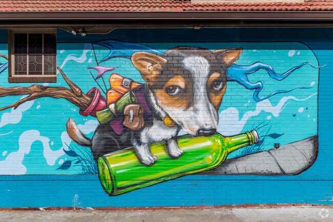 Colorful street art adds creative flair throughout Speer’s neighborhood blocks.