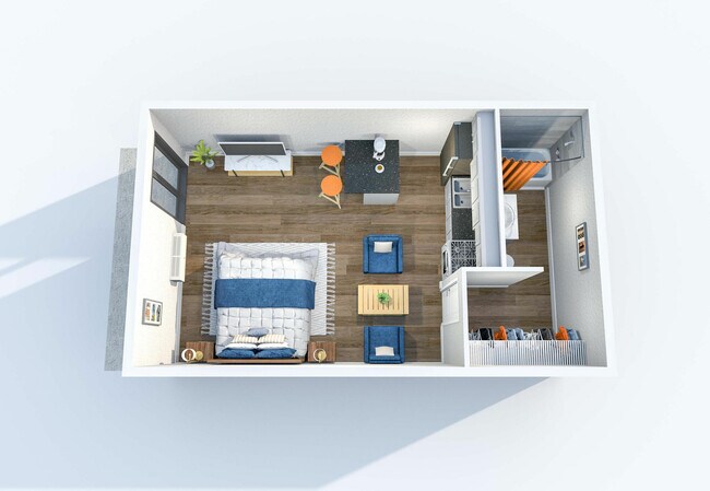 Experience the smart design of this stylish studio apartment.