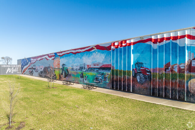 Cross County Mall welcomes shoppers with a mural to shop at various retailers in Mattoon.
