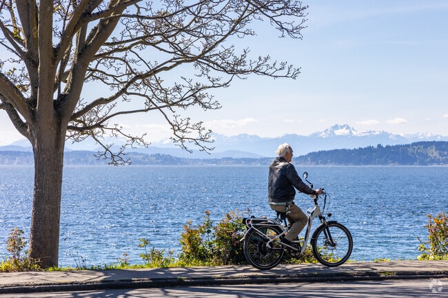 Alki offers stunning mountain views just across the Puget Sound.