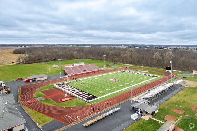 Jonathan Alder High School in Plain City, Ohio features an athletic field.