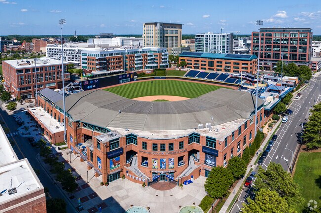 Fans can catch a Durham Bulls game at the Durham Athletic Park in downtown Durham, NC.
