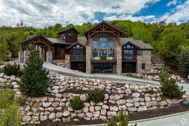 Rustic mansions are surrounded by nature in Huntsville.