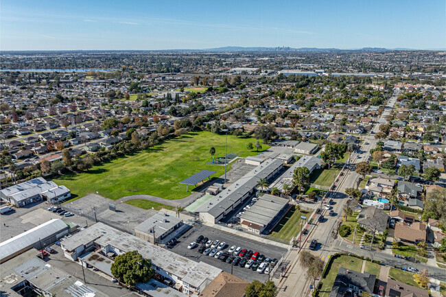 Aerial view of Orange Grove Elementary School in Whittier