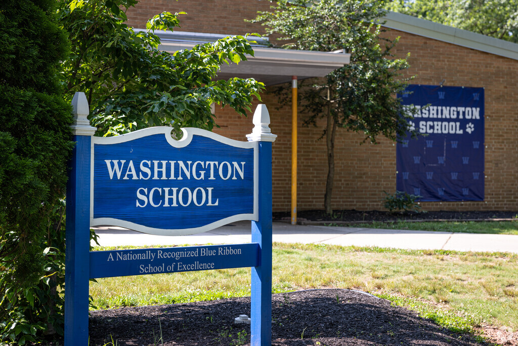 The signage at Washington School in Westfield, New Jersey.