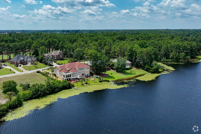 Estates in South View sit along a nearby lake.