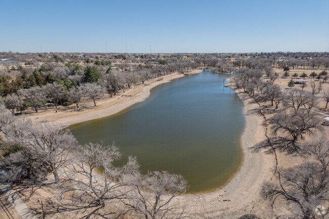 The scenic Sunset Lake sits beside Thompson Park for Guymon locals to enjoy.