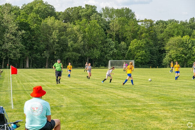 Young Statewood Park athletes play soccer on one of many fields at Kreager Park.