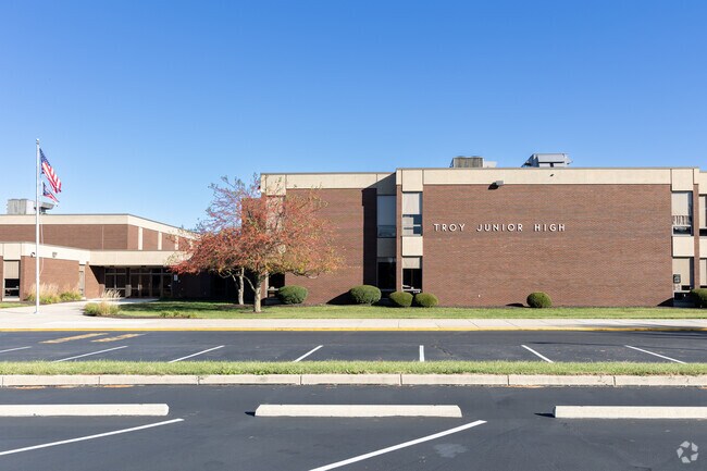Troy Junior High, in Troy, Ohio, has a student to teacher ratio or 18 to 1.