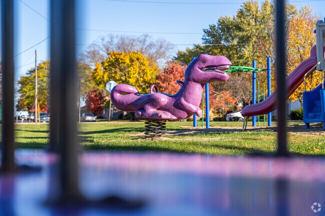 Liesse Park is a residential park featuring a playground and baseball field.