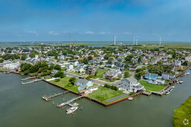 A bird's eye view reveals the tranquil neighborhoods of Venice Park, in Atlantic City, NJ.