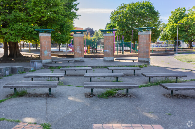 An outdoor classroom at Irvington Elementary School.