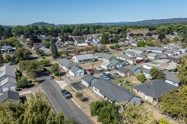 New West Side's gridded streets extend towards Lake Sacajawea.