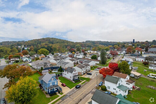 An aerial view over homes in the West Kittanning borough in East Franklin.