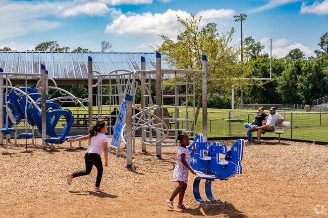 The Buckingham Community Park has a playground space for children to play.