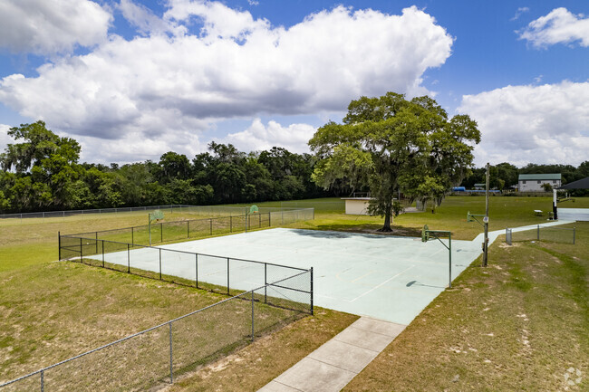 Yates Elementary School provides covered and uncovered basketball courts.