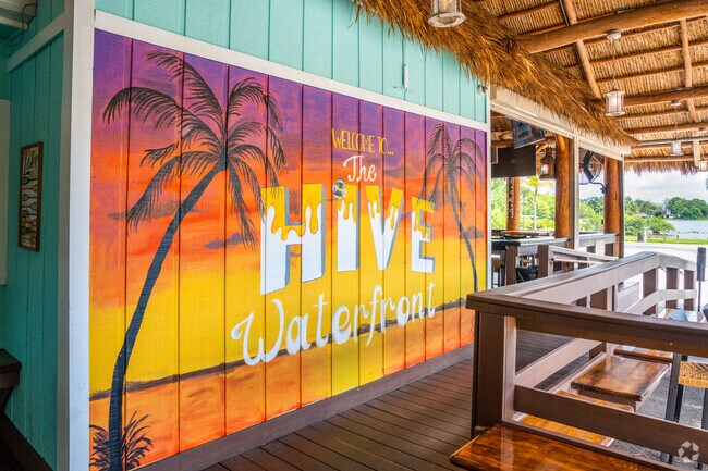 Mural at The Hive waterfront restaurant in Paul Mar.
