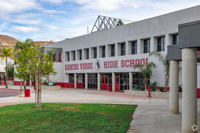 A welcoming entrance is seen at Rancho Verde High School in Moreno Valley.