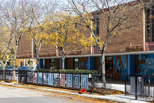 Tree lined streets decorate Mccutcheon Elementary School in Margate Park.