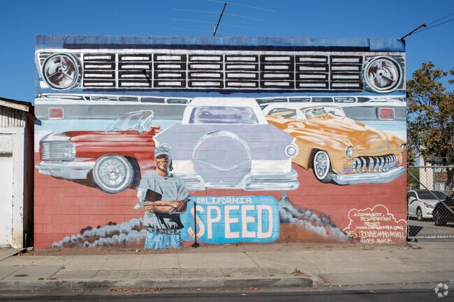 Street art can be seen on a few of the Santa Fe streets in Oakland.