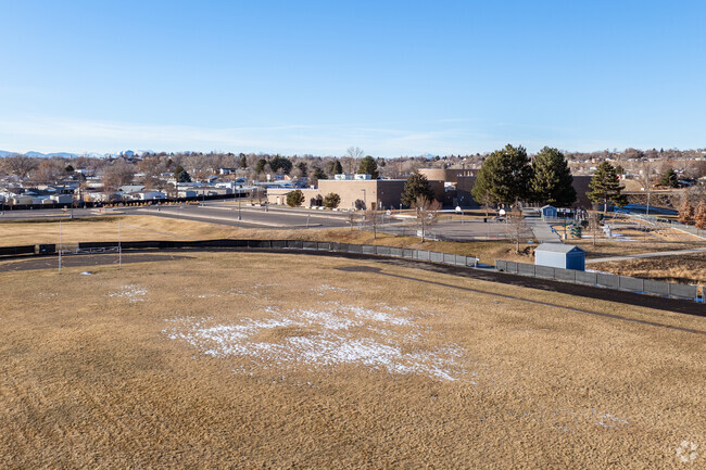 The sports fields at STEM Launch K-8 School in Thornton, Colorado.