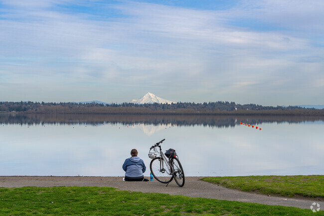 Ride your bike down to Vancouver Lake Regional Park and enjoy views of Mt.Hood reflecting on the waters.
