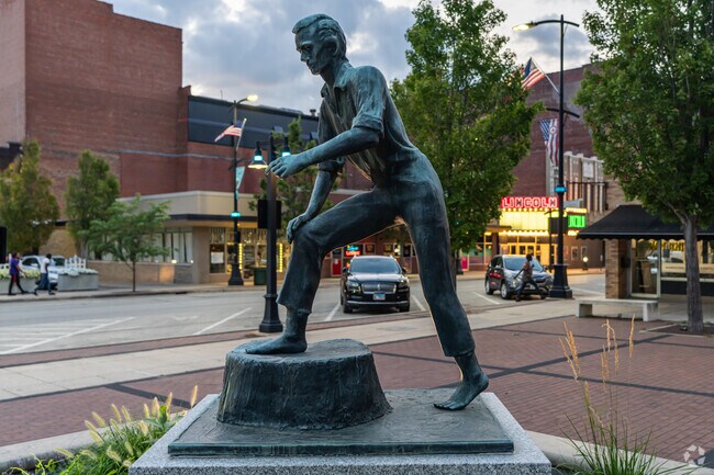 This statue in downtown Decatur commemorates the legacy of Abraham Lincoln near Johns Hill.