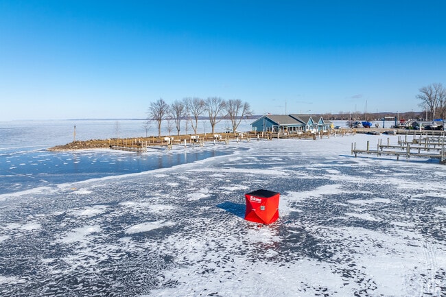 Ice fishing at Lakeside Park in Fond du Lac is very popular.