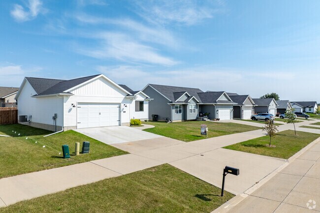 Contemporary takes on ranch-style housing occupy Lincolnway Village's southern development.