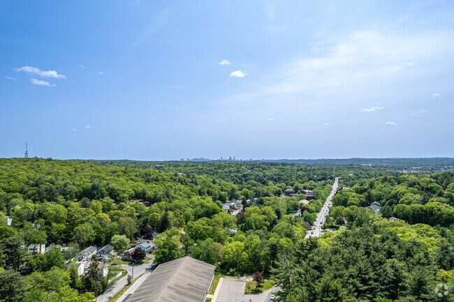 Boston skyline views from Prospect Hill Park in Waltham Highlands.