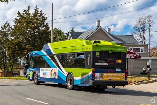 The Montgomery County Bus System  is extremely reliable and has stops nearly everywhere.