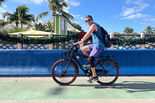 A labyrinth of canals winds its way around Royal Harbor, connected by small bridges.
