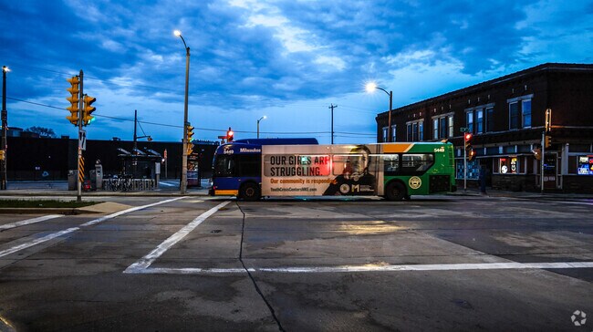 Hop on the bus and be downtown in minutes from Clock Tower Acres.