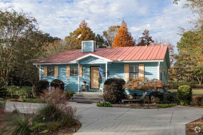 Cross has colorful bungalow style homes with striking details.