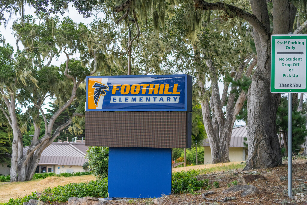 Foothill Elementary School, Public Elementary School sign in Monterey, California.