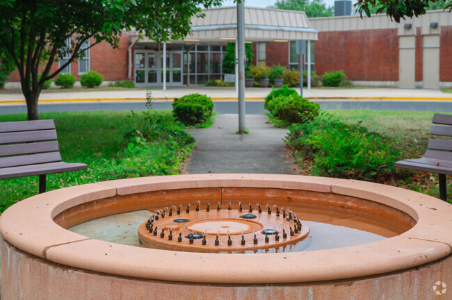 A fountain in front of Paint Branch Elementary School in College Park.