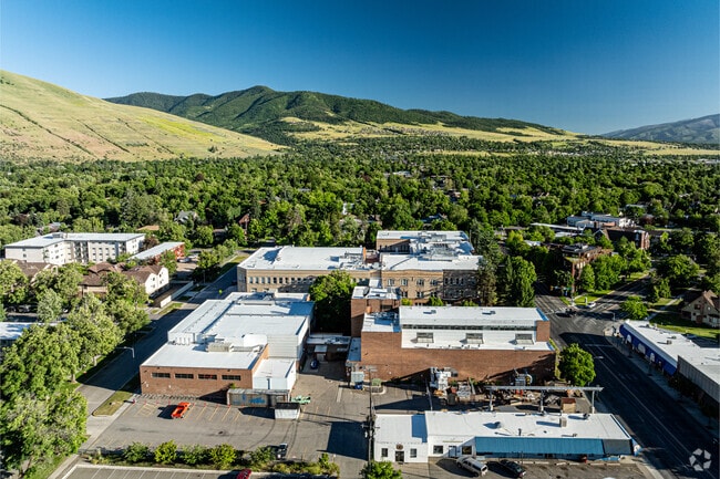An aerial view of Hellsgate High School in Missoula.
