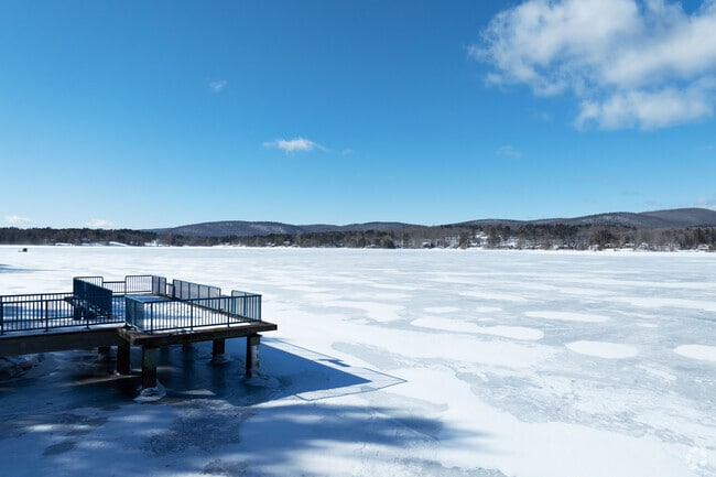 Lake Onota is a 617 acre lake that is a popular spot for ice fishing in the winter months.