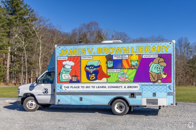 The James V Brown Library Book Bus is a mobile library in Mifflin.