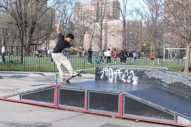 Local kids spend time at the Bronx Skate Park in Allerton.
